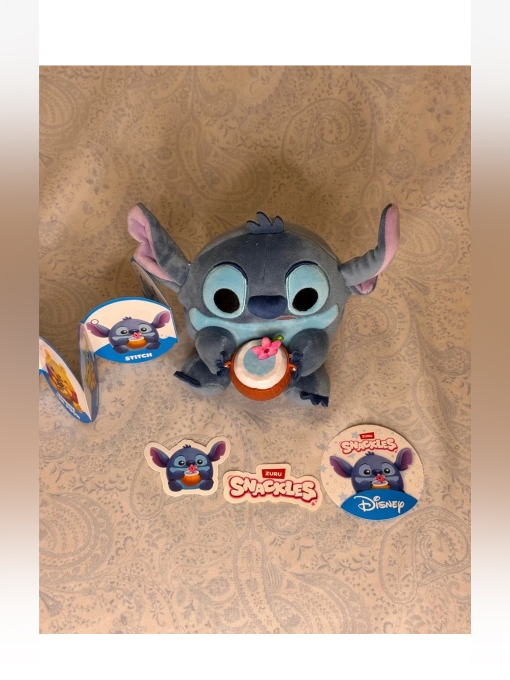 Disney Light Blue & Pink Stitch Snackles Plush with Coconut drink - Picture 2 of 2